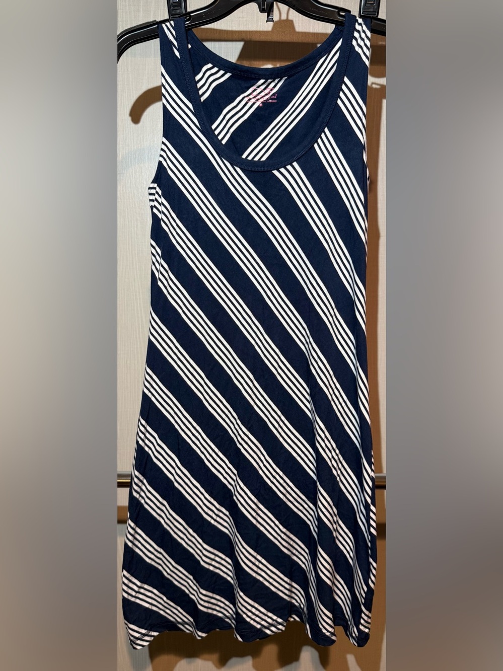 Vineyard Vines Navy and White Diagonal Stripe Midi Dress
